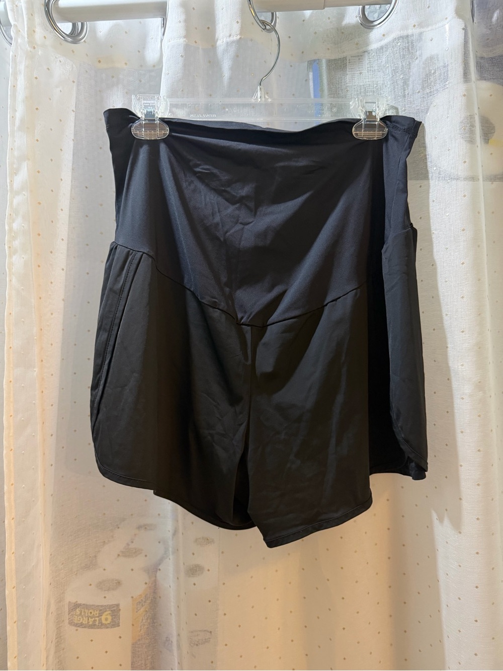 Black High-Waist Women’s Maternity Shorts with Side Pockets